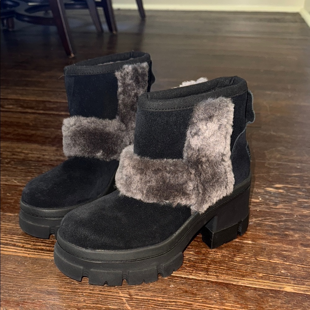 Brand new UGG Women's Black and Gray Fur Boots